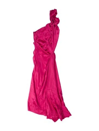 Pre-owned Dolce & Gabbana One-shoulder Long Dress In Pink