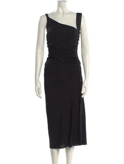 Pre-owned Dolce & Gabbana One-shoulder Midi Length Dress In Black