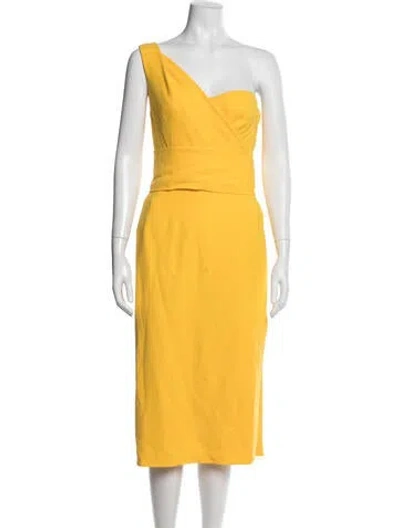 Pre-owned Dolce & Gabbana One-shoulder Midi Length Dress In Yellow