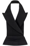 Dolce & Gabbana Open-back Wool And Silk Blend Vest In Black