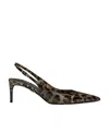 Dolce & Gabbana Animalier Brown Calf Leather With Heel In Black