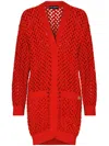 Dolce & Gabbana Open-knit Cotton Cardigan In Red