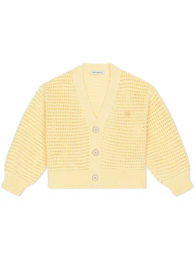 Dolce & Gabbana Kids' Cotton Knit Cardigan In Yellow