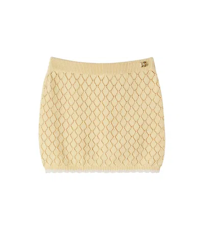 Dolce & Gabbana Kids' Open-knit Cotton Skirt In Brown