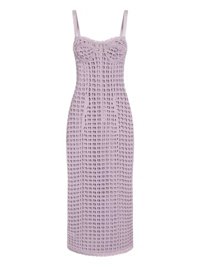 Dolce & Gabbana Open-knit Midi Dress In Pink