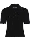 Dolce & Gabbana Wool Lace-stitch Polo-shirt In Black