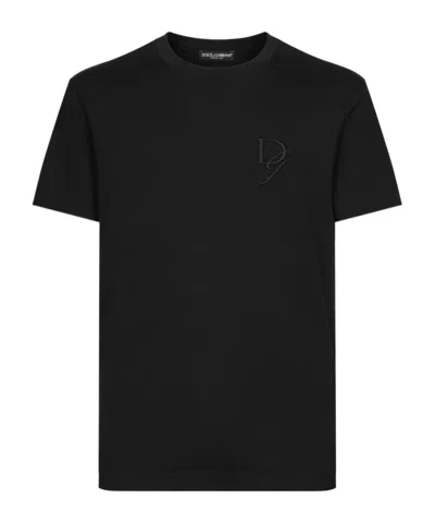 DOLCE & GABBANA DOLCE  GABBANA LOGO EMBROIDERED CREWNECK T-SHIRT