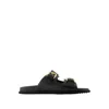 Dolce & Gabbana Open-toe Black Calfskin Sandals With Prominent Buckles In Black