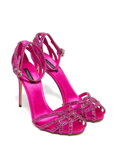 Pre-owned Dolce & Gabbana Open-toe Embellished Sandals In Pink