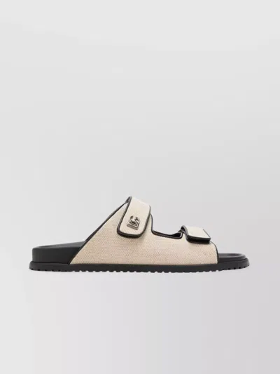 Dolce & Gabbana Open Toe Fabric Detail Slipper In Black