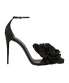 Dolce & Gabbana Satin Sandals With Floreal Application In Black