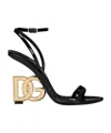 Dolce & Gabbana Patent Leather Sandals With Dg 3.5 Heel In Black