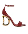 Dolce & Gabbana Barocco-heel Croco Ankle-strap Sandals In Red