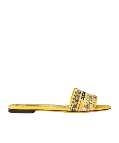 Dolce & Gabbana Open-toe Slippers In Yellow