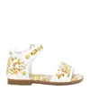 Dolce & Gabbana Majolica-print Leather Sandals In White