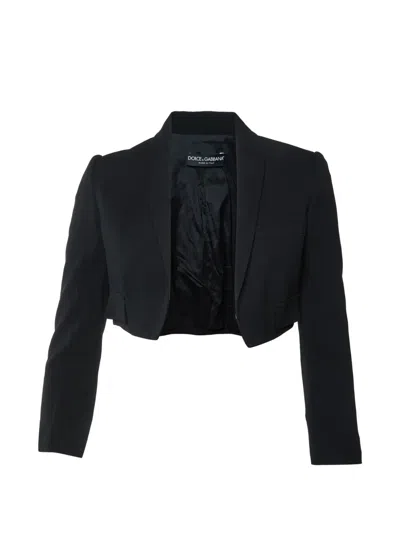 Pre-owned Dolce & Gabbana Open-front Cropped Jacket In Black