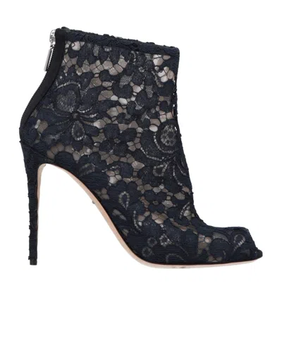 Dolce & Gabbana Open-toe Ankle Boots In Black