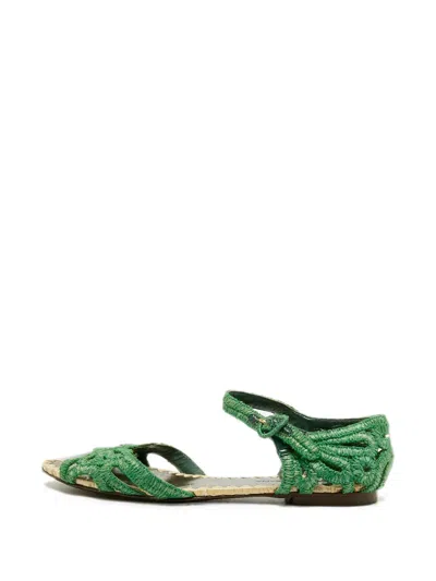 Pre-owned Dolce & Gabbana Open-toe Strap Sandals In Green