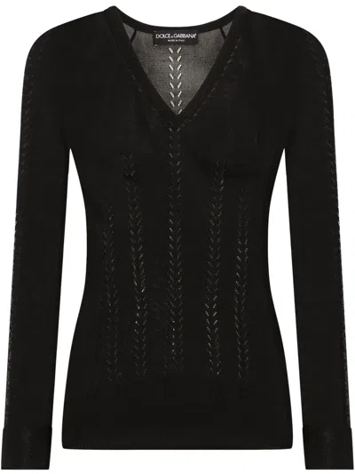 Dolce & Gabbana Openwork-areas Jumper In Schwarz