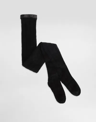 Dolce & Gabbana Openwork Cotton Tights In Black