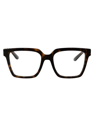 Dolce & Gabbana Logo-lettering Square-frame Glasses In 502 Havana