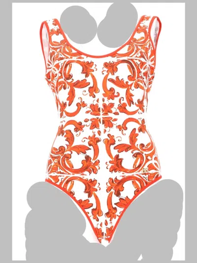 Dolce & Gabbana Maiolica Print One-piece Swimsuit In Pattern