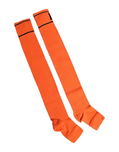 Dolce & Gabbana Orange Cotton Dg Logo Print Open Toe Socks
