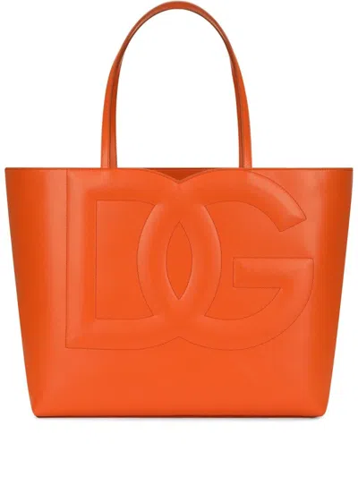Dolce & Gabbana Orange Dg Logo Medium Tote