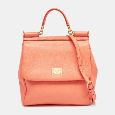 Pre-owned Dolce & Gabbana Orange Leather Medium Miss Sicily Bag