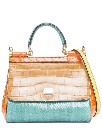 Pre-owned Dolce & Gabbana Orange Leather Satchel Bag (authentic Pre-loved)