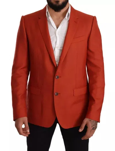 Pre-owned Dolce & Gabbana Orange Martini Cashmere Silk Coat Men's Blazer ()