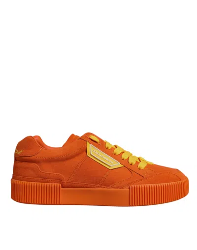 DOLCE & GABBANA DOLCE & GABBANA ORANGE MIAMI LEATHER LOW TOP SNEAKERS MEN'S SHOES