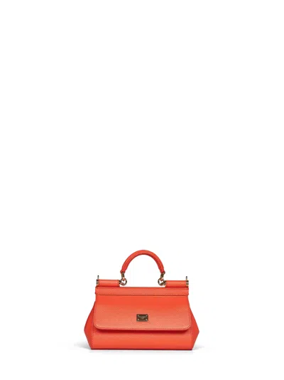 Dolce & Gabbana Orange Mini Sicily Handbag In Animal Print