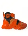 Dolce & Gabbana Orange Multi Panel Chunky High Top Sneakers Shoes In Orange
