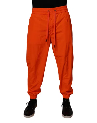 Dolce & Gabbana Orange Polyester Men Jogger Sweatmen's Men's Pants