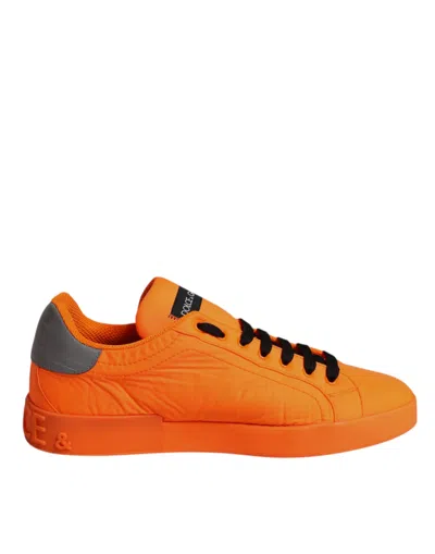 Dolce & Gabbana Orange Portofino Logo Tape Men Trainers Shoes