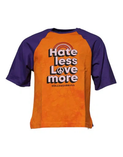 DOLCE & GABBANA DOLCE & GABBANA ORANGE PURPLE GRAPHIC PRINT SHORT SLEEVES MEN'S T-SHIRT