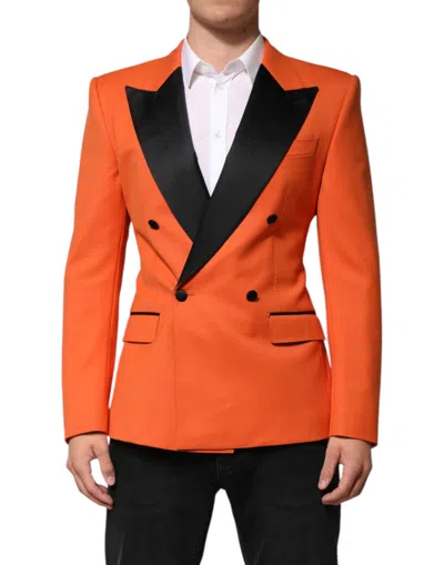 Pre-owned Dolce & Gabbana Orange Sicilia Double Breasted Coat Men's Blazer ()