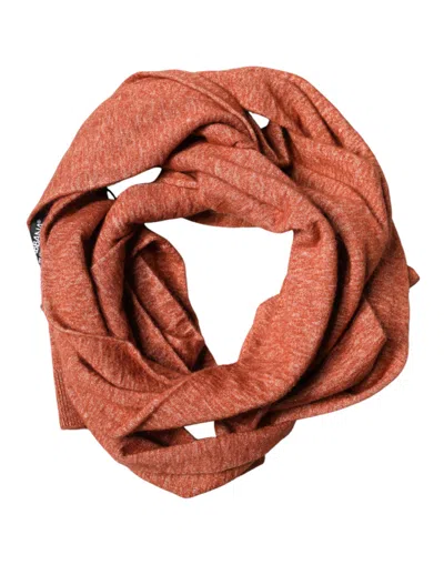 Dolce & Gabbana Orange Silk Cashmere Neck Wrap Shawl Scarf In Red