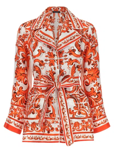 Dolce & Gabbana Majolica Print Silk Vanity Shirt In Multi