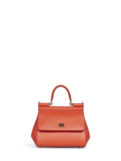 Dolce & Gabbana Orange Small Sicily Handbag In Animal Print