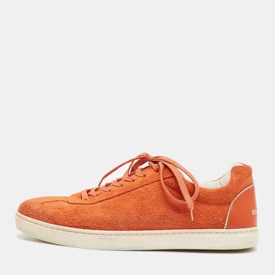 Pre-owned Dolce & Gabbana Orange Suede Low Top Sneakers Size 43