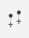 Dolce & Gabbana Cross Pendant Clip-on Earrings In ブラック