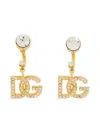 Dolce & Gabbana Logo Earrings With Crystal And Rhinestone Embellishments In Gold