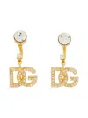 Dolce & Gabbana Logo Earrings With Crystal And Rhinestone Embellishments In Gold