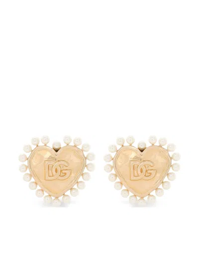 Dolce & Gabbana Orecchini Dg Cuore Sacro In Gold