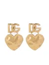 Dolce & Gabbana Drop Earrings With Hearts And Dg Logo In Oro
