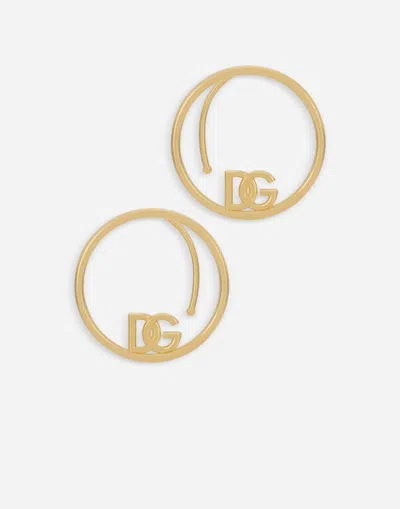 Dolce & Gabbana Bijoux Dg Logo Hoop Earrings In Gold