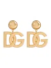 Dolce & Gabbana Pop Metallic Earings With Logo Pendant And Clip-on Closure In Brass Woman In Gold