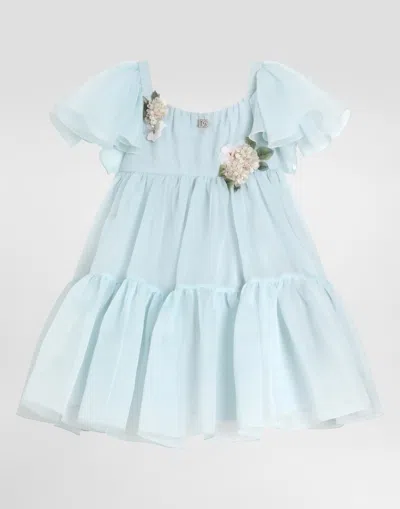 Dolce & Gabbana Kids' Organza Dress In Blue